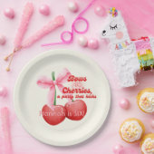 6e Verjaardag Coquette Kersen Bogen Bubble Letters Papieren Bordje (Feest)