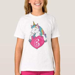 6e verjaardag Cute Unicorn Birthday Gift for Girls T-shirt