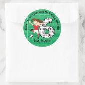 6e verjaardag dank u rood en wit voetbal meisje ronde sticker (Tas)