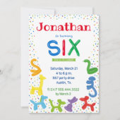 6e verjaardag dierballonvaarding kaart (Voorkant)