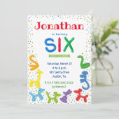 6e verjaardag dierballonvaarding kaart (Staand voorkant)