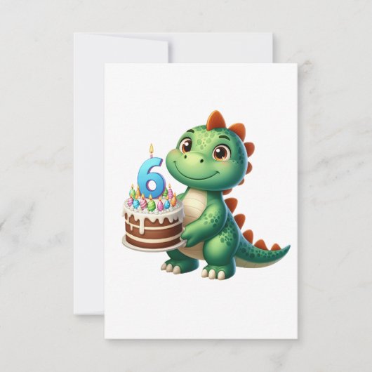 6e verjaardag Dino RSVP Kaartje (Voorkant)