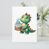 6e verjaardag Dino RSVP Kaartje (Staand voorkant)