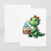 6e verjaardag Dino RSVP Kaartje (Voorkant / Achterkant)