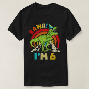 6e verjaardag Dinosaur T Rex Rawr Ik ben 6 voor jo T-shirt