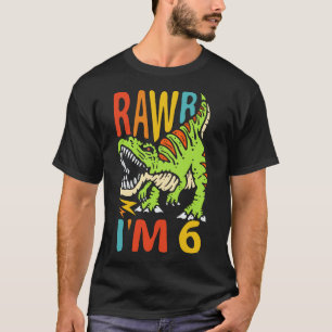 6e verjaardag Dinosaur T Rex Rawr Ik ben 6 voor jo T-shirt