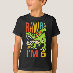6e verjaardag Dinosaur T Rex Rawr Ik ben 6 voor jo T-shirt