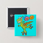 6e verjaardag Dinosaur Vierkante Button 5,1 Cm (Voorkant /achterkant)