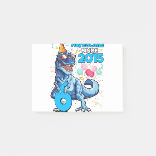 6e verjaardag Dinosaurus 6 jaar oude jongen Kinder Post-it® Notes (Voorkant)