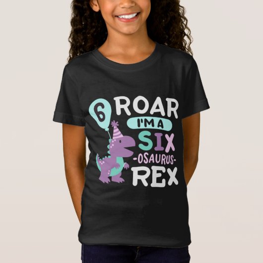 6e verjaardag Dinosaurus T Rex T-shirt (Voorkant)