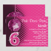 6e verjaardag Disco Party Kaart (Voorkant / Achterkant)