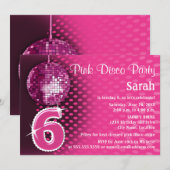 6e verjaardag Disco Party Kaart (Voorkant / Achterkant)