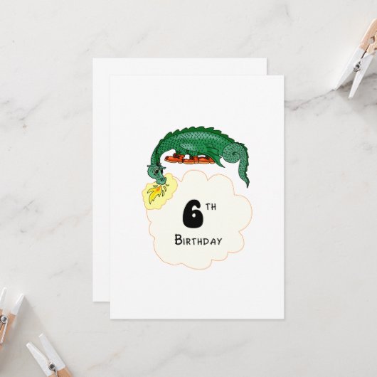 6e verjaardag dragon kaart (Voorkant / Achterkant in situ)