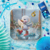 6e verjaardag Duck dansen in een regenplas Papieren Bordje (Feest)