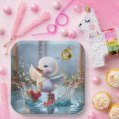 6e verjaardag Duck dansen in een regenplas Papieren Bordje (Feest)