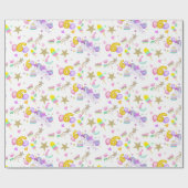 6e Verjaardag Eenhoorn Patroon Wit Cadeaupapier (Vlak)