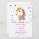 6e Verjaardag Eenhoorn Verjaardag Uitnodigingen (Voorkant / Achterkant)