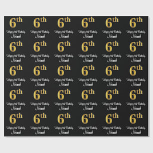 6e verjaardag: Elegante luxe Faux Gold look # Cadeaupapier