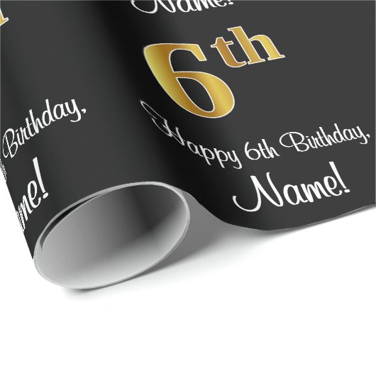 6e verjaardag: Elegante luxe Faux Gold look # Cadeaupapier (Rol Hoek)