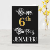 6e verjaardag — Fancy script; Faux Gold Kijk; naam Kaart (Gele Bloem)