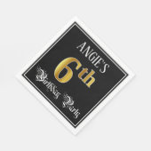 6e verjaardag — Fancy script, Faux Gold look Servet (Hoek)