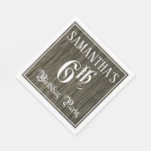 6e verjaardag — Fancy script, Faux Hood Kijk Servet (Hoek)