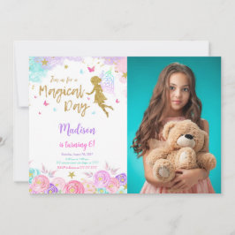 6e verjaardag feeëriek foto kaart