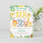 6e Verjaardag Feest Dieren Zoo Oerwoud Safari Scha Kaart (Staand voorkant)