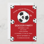 6e Verjaardag Feest Voetbal Rode Jongens Sport Kaart (Voorkant)