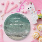 6e Verjaardag Feest Water Abstracte Custom Name Ag Papieren Bordje (Feest)