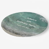 6e Verjaardag Feest Water Abstracte Custom Name Ag Papieren Bordje (Gekanteld)