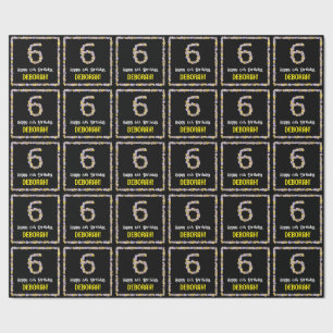 6e verjaardag: Floral Flowers Number, Custom Name Cadeaupapier