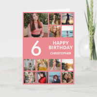 6e verjaardag Foto Collage 13 Foto's Roze en Wit