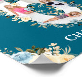 6e verjaardag Foto Collage Blauwgroen Blauwe Gele Poster (Hoek)