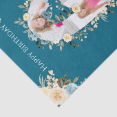 6e verjaardag Foto Collage Blauwgroen Blauwe Gele  Tissuepapier (Detail)