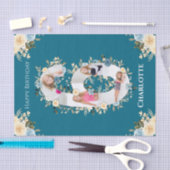 6e verjaardag Foto Collage Blauwgroen Blauwe Gele  Tissuepapier (Craft)