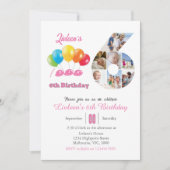 6e verjaardag foto collage nummer 6 Meisje Kaart (Voorkant)