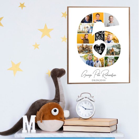 6e verjaardag foto collage poster aandenken