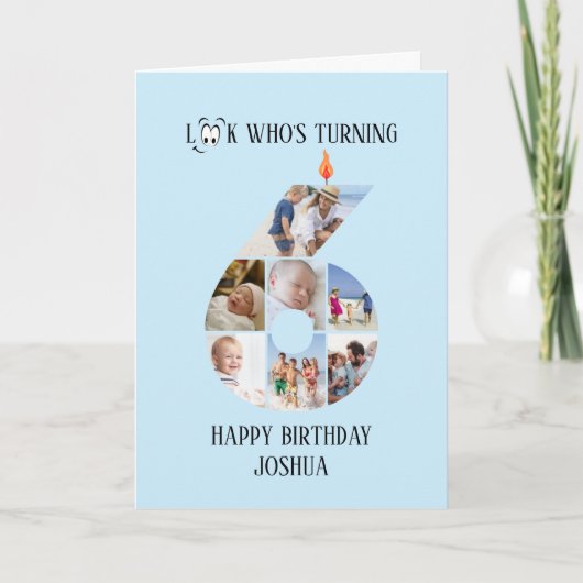 6e verjaardag fotokaart kaart (Voorkant)