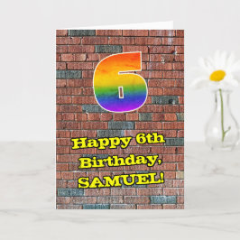 6e verjaardag: Fun Graffiti-geïnspireerde regenboo Kaart
