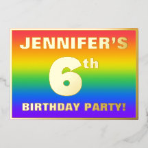 6e verjaardag: Fun, kleurrijk regenboogpatroon