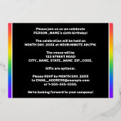 6e verjaardag: Fun, kleurrijk regenboogpatroon Folie Uitnodiging (Achterkant)