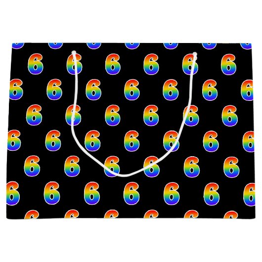 6e verjaardag: Fun Rainbow Event Number 6 Pattern Groot Cadeauzakje (Voorkant)