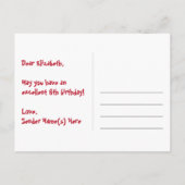 6e verjaardag: Fun Stars Pattern, Rainbow 6, naam Briefkaart (Achterkant)