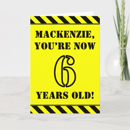 6e verjaardag: Fun Stencil Style Text, aangepaste  Kaart (Voorkant)