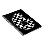 6e verjaardag geruite nummer 6 auto race vlag notitieboek (Rechterzijde)