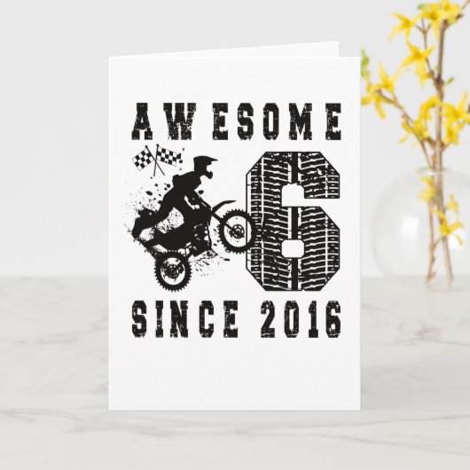 6e verjaardag Gift Dirt Bike Boy geboren in 2016 Kaart (Gele Bloem)