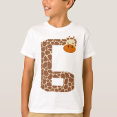 6e Verjaardag Giraffe Dier 6 Jaar Oud Jongens Kind T-shirt (Voorkant)