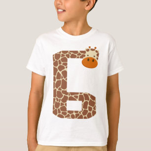 6e Verjaardag Giraffe Dier 6 Jaar Oud Jongens Kind T-shirt