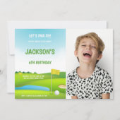 6e verjaardag Golf-uitnodigingen met foto Kaart (Voorkant)